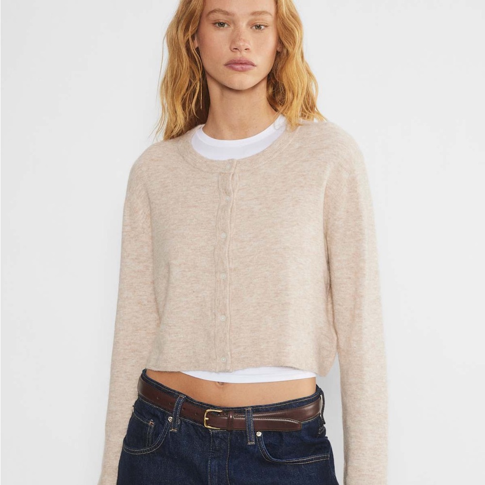 Aritzia Wilfred Sicily Cardigan Heather Light Oatmeal